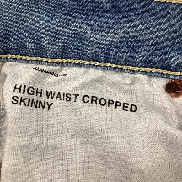 7 For All Mankind High Waist Cropped Skinny Jeans Womens Size 27 - Picture 8 of 9